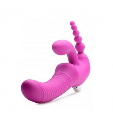 REGAL RIDER TRIPLE G ARNeS CON DILDO VIBRADOR DE SILICONA MORADO