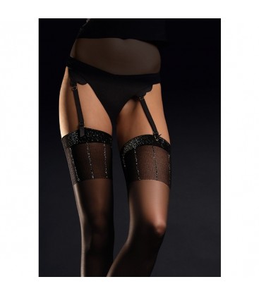 HYPNOSE STOCKINGS MEDIAS ESTAMPADO DE LUREX DORADO 20 DEN NEGRO