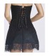 CORSET CON FALDA FLORAL NEGRO