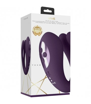 VIVE YOKO VIBRADOR TRIPLE ACCION CON PULSACION MORADO