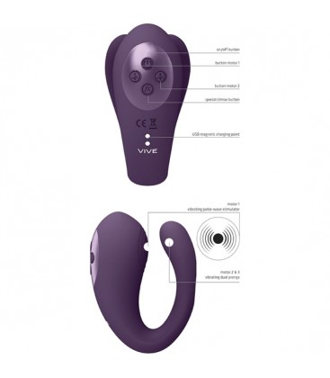 VIVE YOKO VIBRADOR TRIPLE ACCION CON PULSACION MORADO