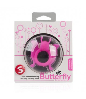 BUTTERFLY ANILLO PENE CON VIBRACION ROSA