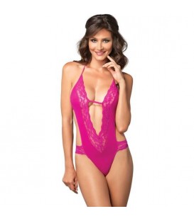 LEG AVENUE BODY DE ENCAJE ABIERTO FUCSIA