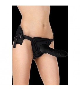 ARNÉS DELUXE CON PENE SILICONA 25,5 CM - NEGRO