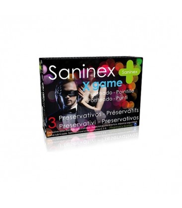 SANINEX PRESERVATIVOS X GAME PUNTEADO 3UDS